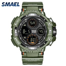 Men's Watches Smael Waterproof Watch Outdoor Sports Clock for Male Stopwatch Digital Quartz Wristwatches 8022 Reloj Hombre Watch Q0524
