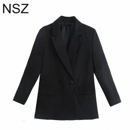 NSZ Women Oversize Black Blazer Large Size Work Business Office Ladies Suit Jacket Formal Coat Outerwear Autumn 211122