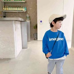 Autumn boys fashion printing long sleeve sweatshirts simple letters 4 Colours all-match Tops 210708