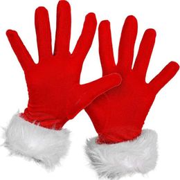 -Cinque Guanti dita Guanti natalizia Skeleen Red Fur Costume Velvet con accessori bianchi Polsino in pelliccia per costumi Donne e bambini
