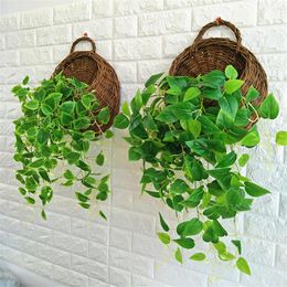 Garden Supplies Other Selling 9 Styles Flower Planter Wall Hanging Wicker Rattam Basket Vine Pot Plants Holder
