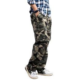 Trendy Camouflage Cargo Pants Men Casual Cotton Straight Loose Baggy Trousers Military Army Style Tactical Clothing 210715