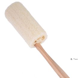 Natural Loofah Bath Brush with Long Wood Handle Exfoliating Dry Skin Shower Body Scrubber Spa Massager LLE11605