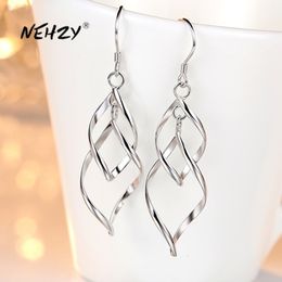 Charm Hook Earrings 925 Sterling Silver Woman Fashion Jewellery High Quality Leaf Long Tassel Simple Selling