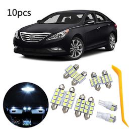 10 Pcs White LED Interior Light Car Decorative Light Reading Lamp Auto Accessories For Hyundai Sonata 2011-2014
