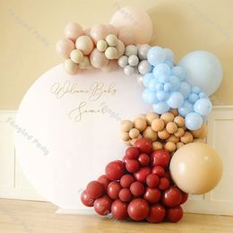 118pcs Doubled Tan Cream Peach Balloon Garland Arch Kit Matte Ruby Red Blue Baby Shower Gender Reveal Birthday Party Supplies