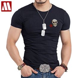 Harajuku Style Men O-Neck T Shirt Swag Punk Rock Mens Embroidery Patch T-shirt Skull Tshirt Buddha Tee Shirts Casual Streetwear 210317