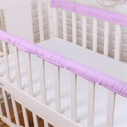 2 pcs/set Plain Colour Crib Bumper Thickened Baby Bedside Protective Bar Anti-collision Barrier Cover For Infant Protection Strip 211025