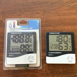 Digital LCD Temperature Hygrometer Clock Humidity Metre Thermometer with Clock Calendar Alarm HTC-1