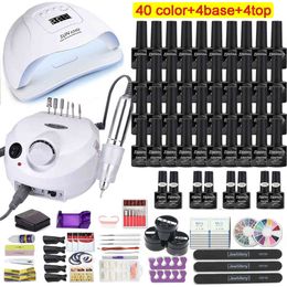 Manicure With 120W/54W Led Lamp Set 35000RPM drill Machine 40/30/20/10 Colour UV Gel Polish Nail Kit