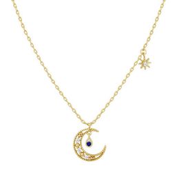 Fashion Brass Jewellery INS Style Moon Star Gold Plated Necklace For Women 2021