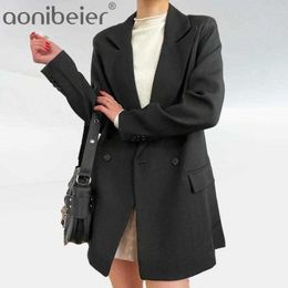 Womens Fashion Long Blazers With Sashes Buttons Overcoat OL Style Turn Down Collar Female Spring Autumn Urban Outfits 210604