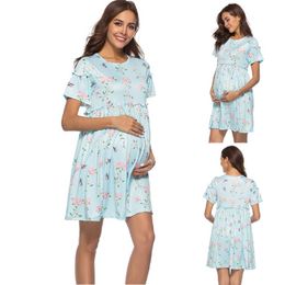Pregnant Dresses Women Casual Women Clothes Trumpet Short Sleeve Flowers Maternity Tank Mini Dress vestidos mujer verano 2021 Q0713