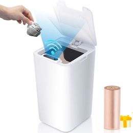 10L Smart Sensor Trash Can Automatic Household Electronic Trash Can Kitchen Trash Bin Toilet Waterproof Narrow Seam Sensor Bin 211215