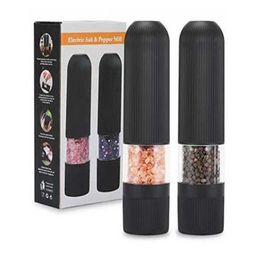 Stainless Steel Pepper Grinder Electric Salt And Mills Spice Mill with Bright Light Kitchen Tools Accessor 210713