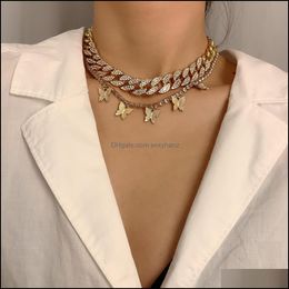 & Pendants Jewelrybutterfly Diamand Pendant Hip-Hop Punk Ins Brif Necklace Chain Necklaces Women Fashion Gothic Jewellery Drop Delivery 2021 Q