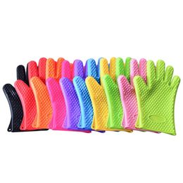 NEW Silicone BBQ Gloves Anti Slip Heat Resistant Microwave Oven Pot Baking Glove Kitchen Cooking Tool Five Fingers Gloves T9I001132