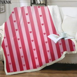 Blankets NKNK Brank Stripe Blanket Love 3D Print Abstract Plush Throw Harajuku Bedding Sherpa Fashion High Quality