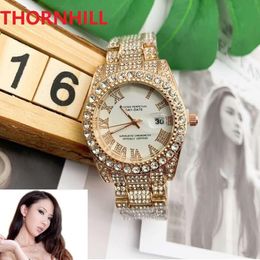 Famous business classic watches 40mm men's surface diamonds fashion women japan quartz movement waterproof bracelet clock