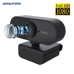 Awapow Webcam 1080P Full HD Web Cam With Microphone Rotatable PC Computer YouTube Video Call Conference USB 4K Camera