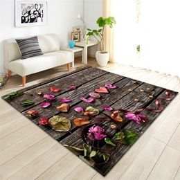 Living Room Carpet Kids Room Decoration Rug Home 3D Wood grain Children Non-slip Carpet Hallway Floor Bedroom Bedside Mat 210301