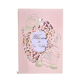 Greeting Cards Vintage Laser Cut Wedding Invitations Pink 50pcs Party Elegant Luxurious Invitation Card Paper