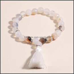 Bracelets Mala Natural Stone Bracelet 8Mm Tassel Yoga Chakra Lover Beads Diy Jewelry Wholesale Beaded, Strands Drop Delivery 2021 13Ewg