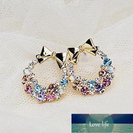 Korean Bowknot Earrings For Women Earing Jewelry Colorful Zircon Earring Vintage Delicate Flower Stud Earrings Gift Factory price expert design