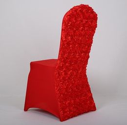 Cadeira de casamento universal cobre esticar rosette spandex cadeira capa vermelha ouro branco para o conjunto de banquete de festa de hotel atacado