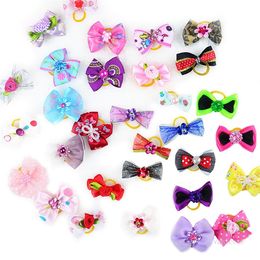 Newest Mix Designs Rhinestone Pearls Style dog bows pet hair bows dog hair accessories grooming products Cute Gift ZC094