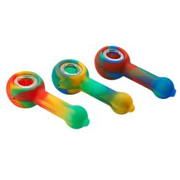 2022 The latest Length108mm silicone Cute Mini Color small pipe glass pipe smoking set