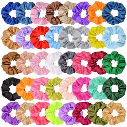 Scrunchies Hairband Solid Satin Hair Band Large Intestine Hairbands Women Ponytail Holder Headwear Girls Hair Accessories 40 Colors
