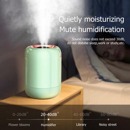 nozzles UK - Humidifiers 1L Wireless Humidifier Battery Display Double Nozzle Sprayer USB Air Purifier Silent Aroma Diffuser Auto Shutdown Home Dormitory
