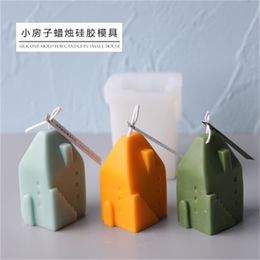PRZY Silicone Mould Soap Moulds Gypsum Chocolate Scented Candle Moulds Cake Mould Small House Candle Mould Clay Resin Eco-friendly 210225