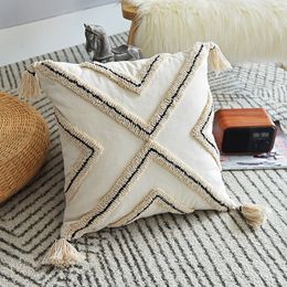 Bohemian Cushion Cover Geometric Pillow Cover With Tassels Modern Pillow Case for Sofa Decor Pillowcase 210315