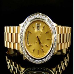 Luxury Wristwatch mens watch Pre-Owned Mens 41 MM President Day-Date 18k Yellow Gold Bigger Diamond Watch mens automatic mechanical watches montre de luxe