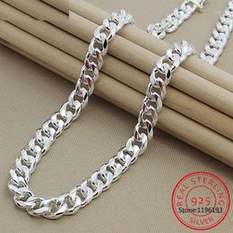 Chains 925 Silver 10MM 20/22/24 Inch Cuban Chain Necklace Colar De Prata For Women Men Fine Jewellery Party Birthday Gifts