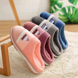 Winter Home Slippers Women Warm Cozy Men's Slippers Flip Flops Soft Winter Shoes For Female Couple Shoes Indoor Bedroom Slides H1122