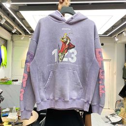 Winter Plush sweater washing water used fission letter cartoon King print men's and women's loose coat