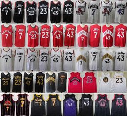 Men Basketball Kyle Lowry Jersey 7 Pascal Siakam 43 Fred VanVleet 23 All Stitched Black Red White Team Color For Sport Fans