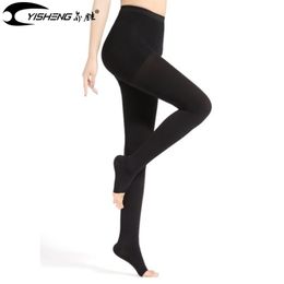 YISHENG Compression Stockings Varicose Veins Pantyhose Open Toe Pants Brace for Women 211216