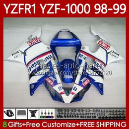 OEM Fairings For YAMAHA White blue YZF-R1 YZF1000 YZF R 1 1000 CC YZFR1 98 99 00 01 Bodywork 82No.88 YZF R1 1000CC 1998 1999 2000 2001 YZF-1000 98-01 Motorcycle Body Kit