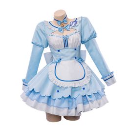 UWOWO Game NEKOPARA vol.4 Vanilla Maid Dress Cosplay Costume Special Cute Blue Women Girl Outfits Y0913