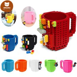 Build-On Brick Tumbler Mug Type Building Blocks Coffee Cup DIY Block Puzzle Mug Portable Drinkware Drinking Mug gf