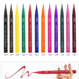 DHL 12 Color Eyeliner Liquid Waterproof Easy To Wear Make Up Matte Eye Liner Blue Red Green White Gold Brown Eyliner