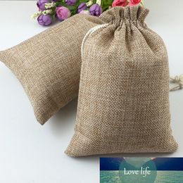 15*20 30pcs Vintage brown handmade Jute Sacks Drawstring gift bags for jewelry/wedding/christmas Packaging Linen pouch