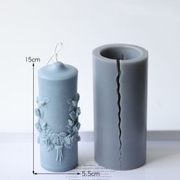 15x5.5 см большие силиконовые резные колонны колонны свеча формы цилиндрические формы винтажные цветы DIY ароматные свечи изготовления пресс-формы