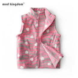Mudkingdom Kids Vest Jackets Autumn Winter Fleece Children Outerwear Coats Lightweight Casual Cute Polka Dots Pattern Boys Girls 211011