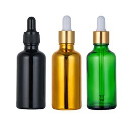 Storage Bottles & Jars Wholesale 30 Ml Beautiful Glossy Black Gold Green Serum Frosted Glass Dropper Bottle With Plastic Aluminum Cap