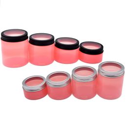 Transparent Red PET Plastic Bottle Empty Eye Cream Jar Aluminium Lid Cosmetic Packaging Hair Wax Pots Skincare Refillable Containers 250ml 200ml 150ml 100ml